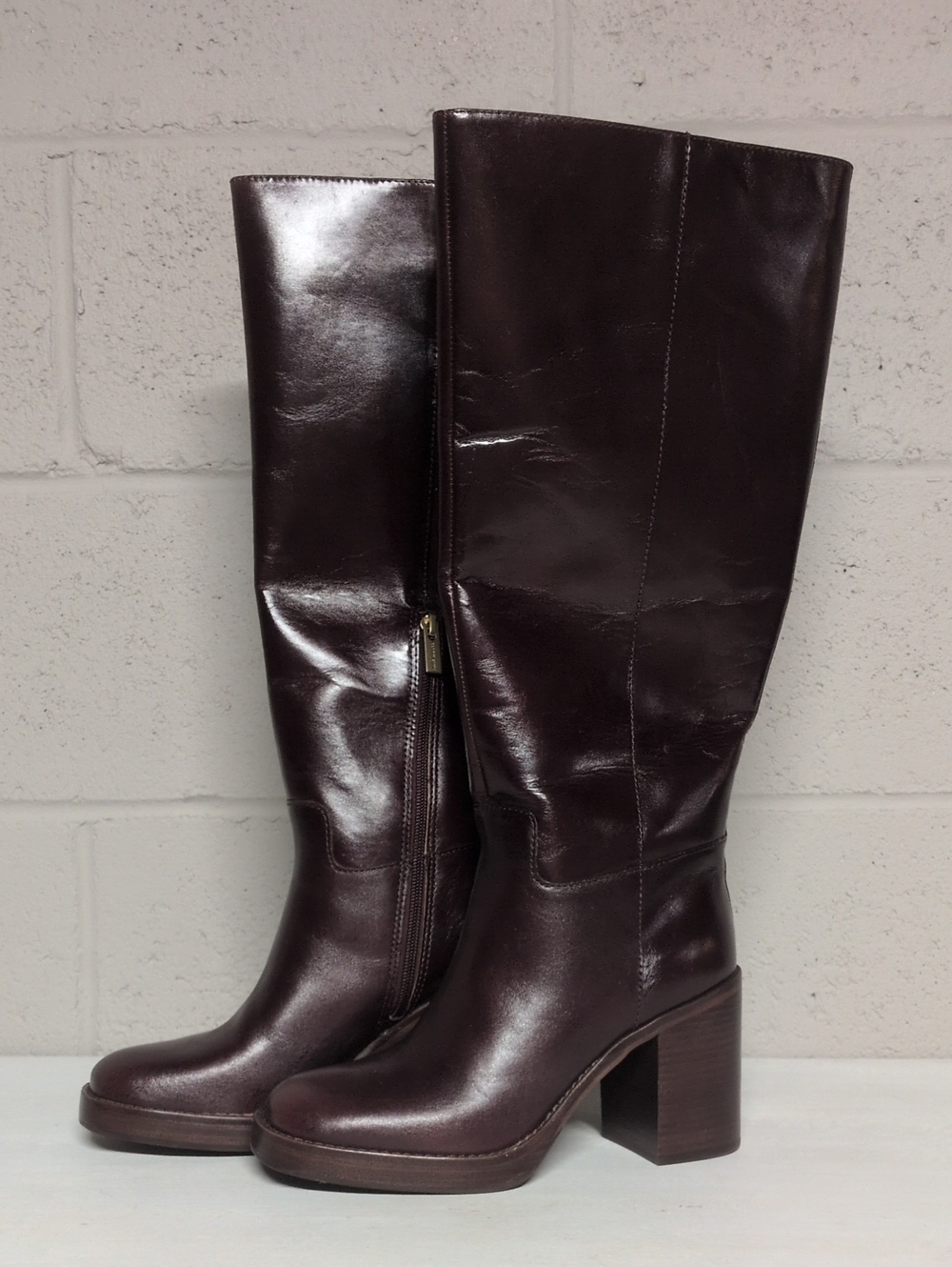 Vince Camuto Women's Over-the-Knee Leather Block Heel Boot - Dark Brown, 9 NWOT
